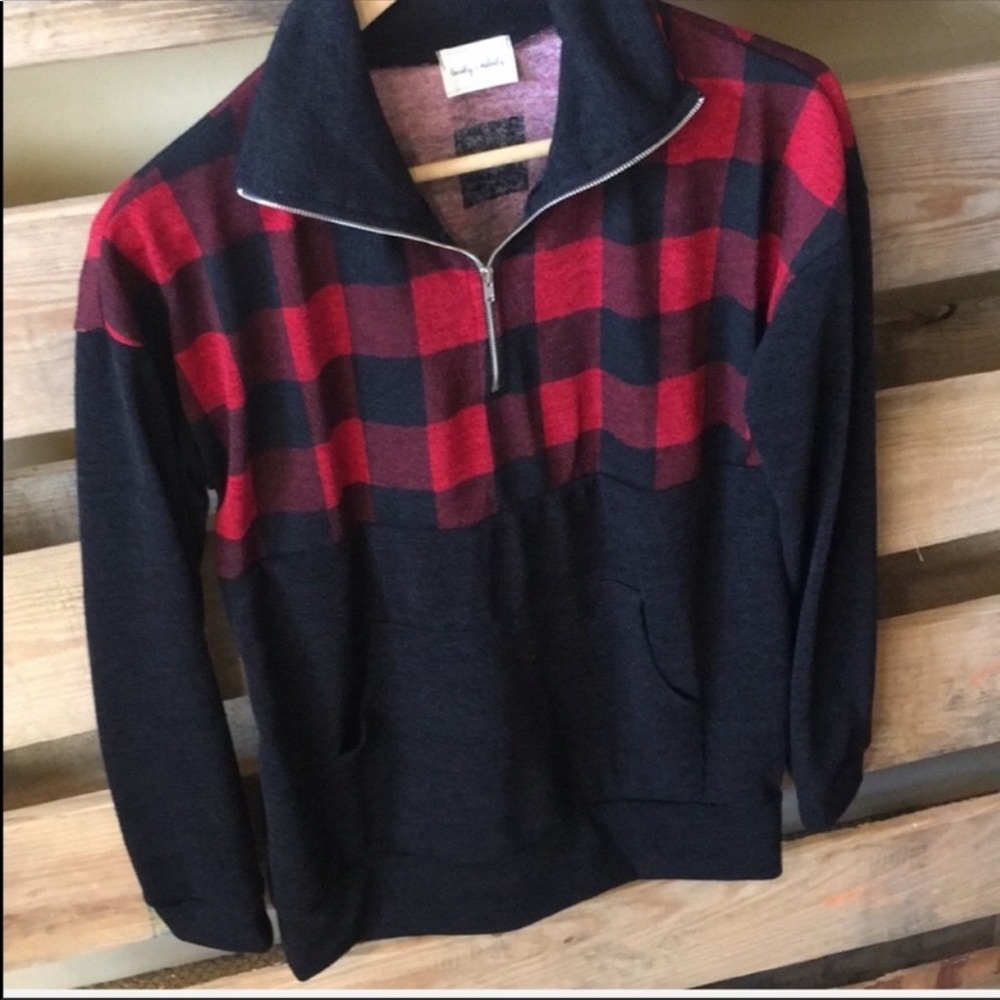 Plaid Front Half Zip Pullover - Picture 7 of 10